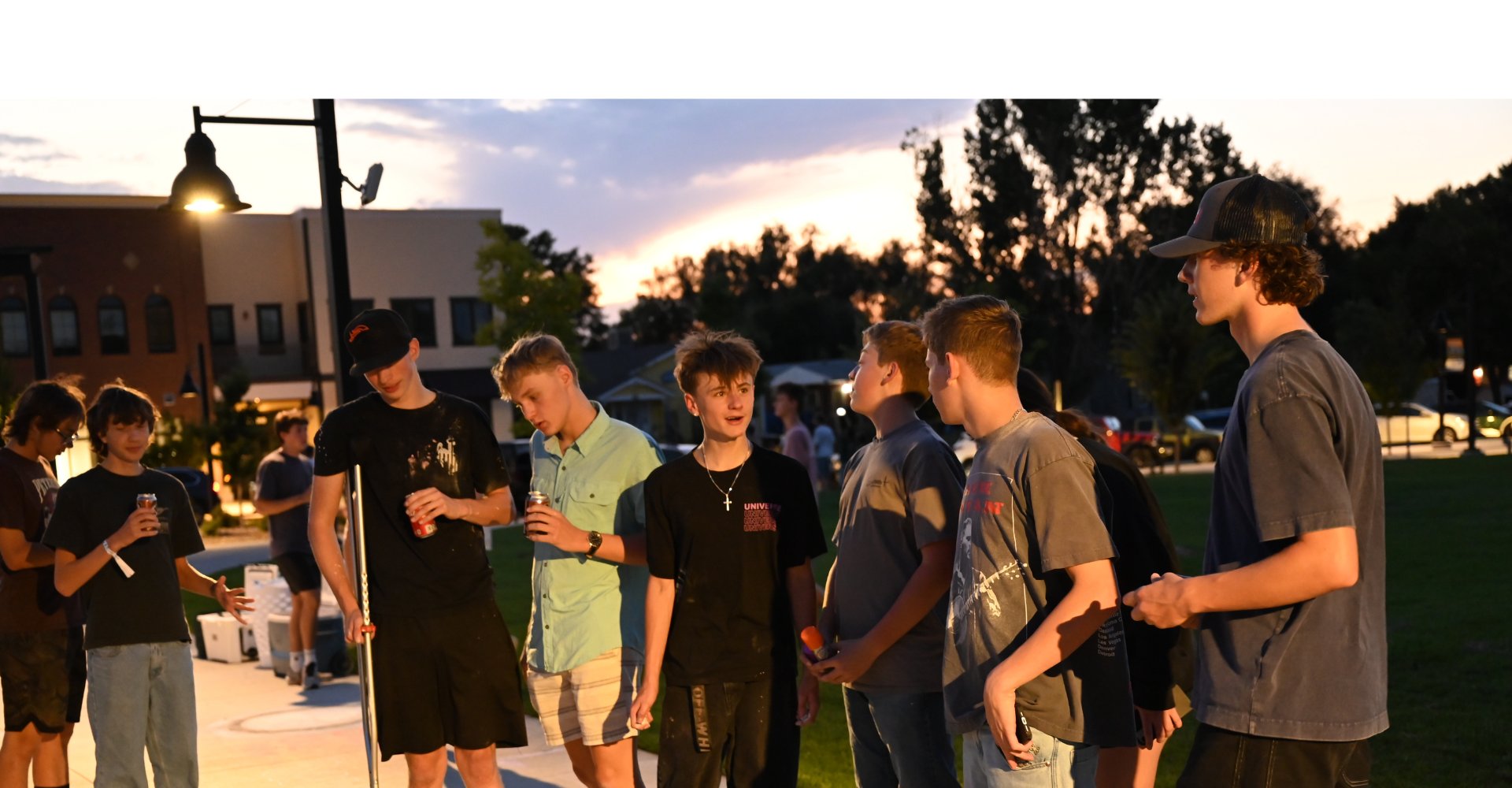 Students at the chalk walk memorial