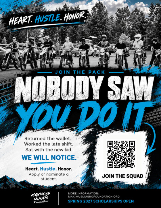 Students lined up on dirt bikes under the headline Nobody Saw You Do It